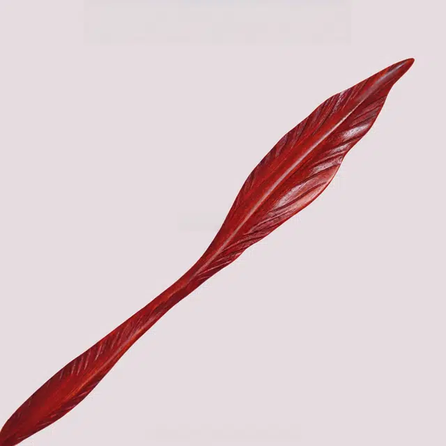 暖瞳 新中式国风天然双面仿真叶子红色现代精致发饰簪子 血檀木 发簪 女款