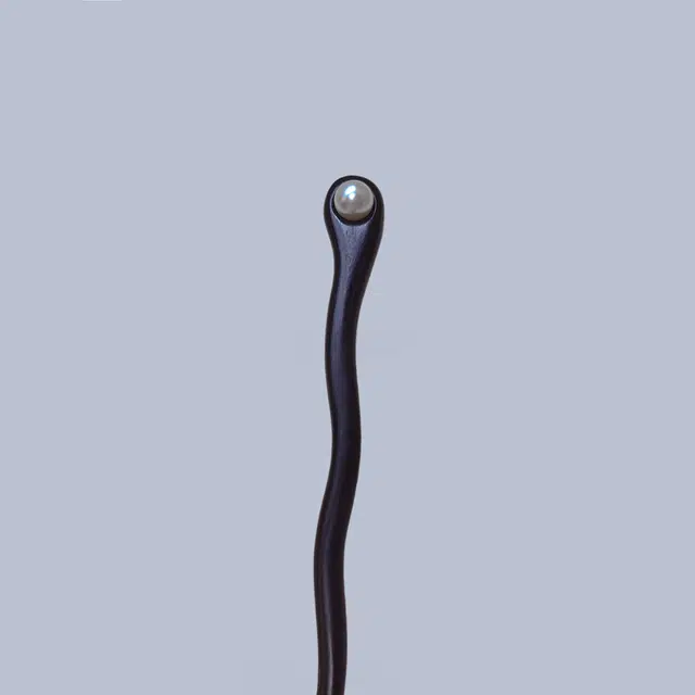 NuanTong Elegant Pearl Hairpin Ebony Wood