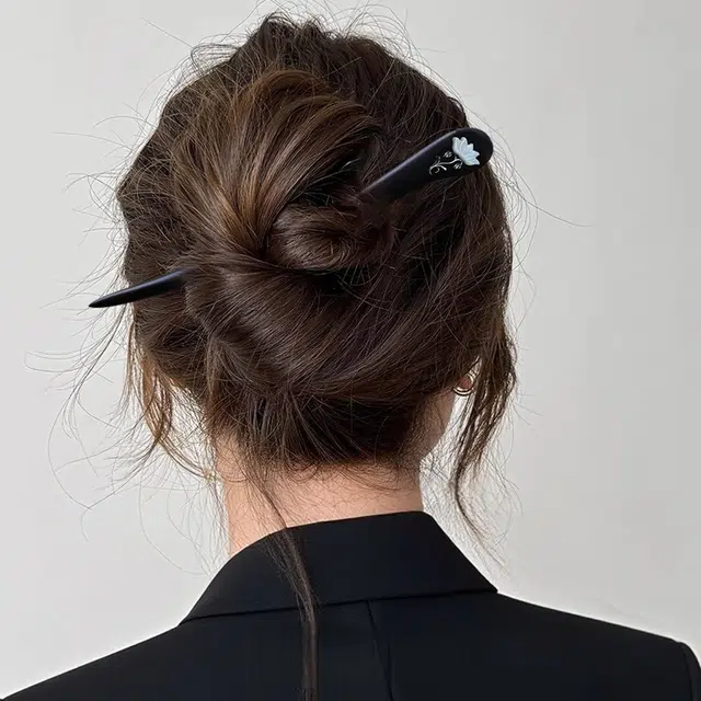 暖瞳 新中式古风高级感简约百搭#好运 天然檀木 发簪 女款