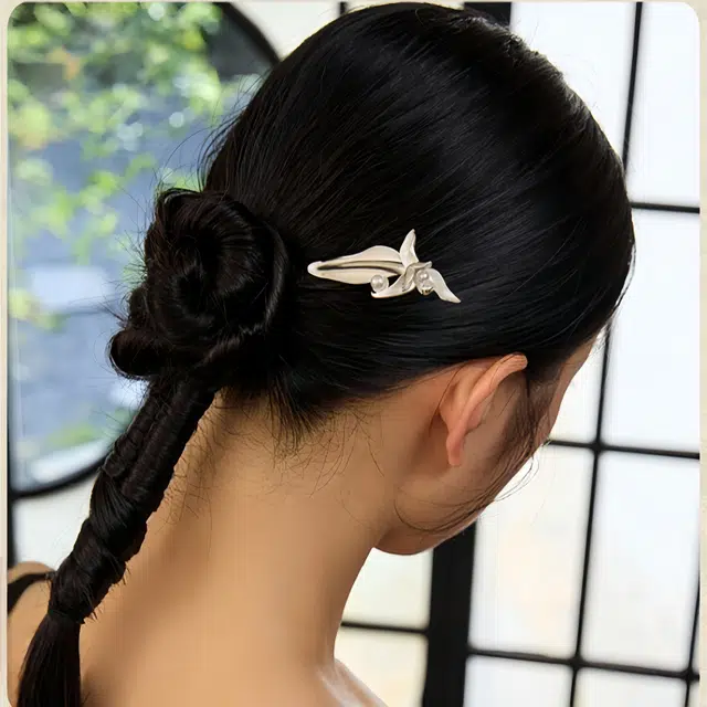 暖瞳 东方花影花朵发钗 新中式古风高级感人造珍珠簪子 中国风轻奢小众设计感头发配饰 合金 发簪 女款