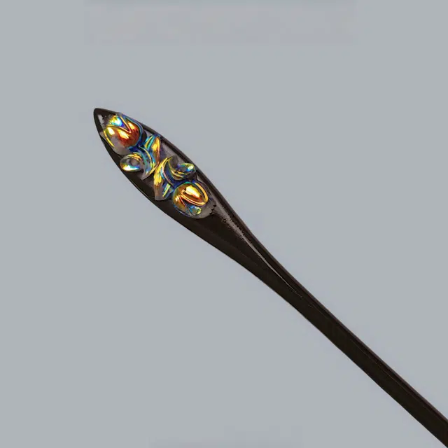 暖瞳 精致小巧流苏设计复古宫廷风田园油画港风优雅 黑檀木 发簪 女款