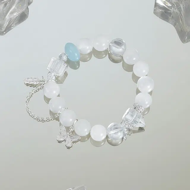 雅生珠宝 水逆退散财源滚滚 情绪稳定招财招桃花 早日脱单蝴蝶 串珠显白高级感好运天然 白水晶 手串 女款