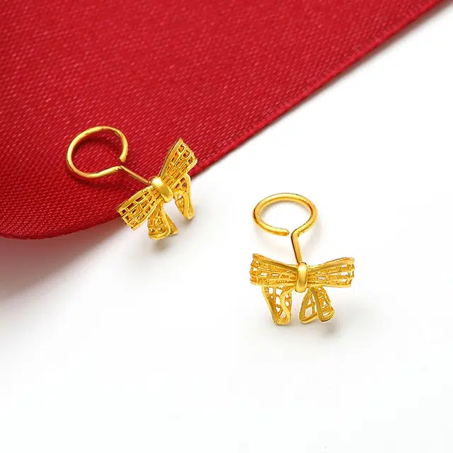 雅生珠宝 甜心蝴蝶结  镂空时尚 精致气质#好运 足金 按克计价 黄金耳钉 女款