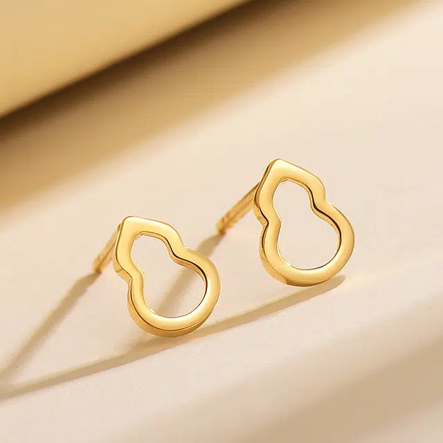 雅生珠宝 葫芦耳饰  简约风福禄耳针#好运 足金 按克计价 黄金耳钉 男女同款情侣款