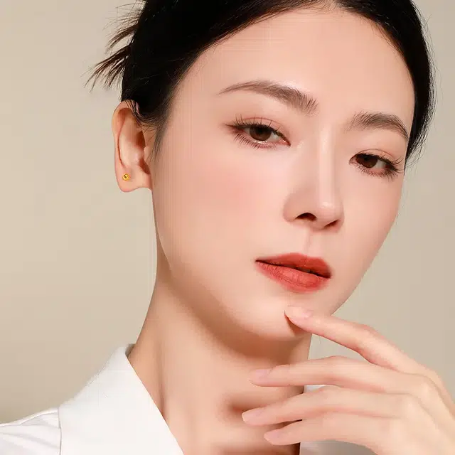 雅生珠宝 圆珠镭射珠耳饰 高级精致小众设计感 简约大气日常通勤百搭款#好运 足金 一口价 黄金耳钉 女款