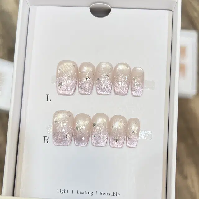 几多萌 魂牵梦绕 纯手工穿戴甲紫色猫眼法式美甲成品拉线爱心  中梯裸色裸色 猫眼