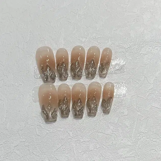 几多萌 法式渐变闪粉  穿戴甲 梯型长款裸色腮红晕染