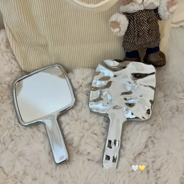 几多萌 创意电镀 高清便携方形手柄 化妆镜