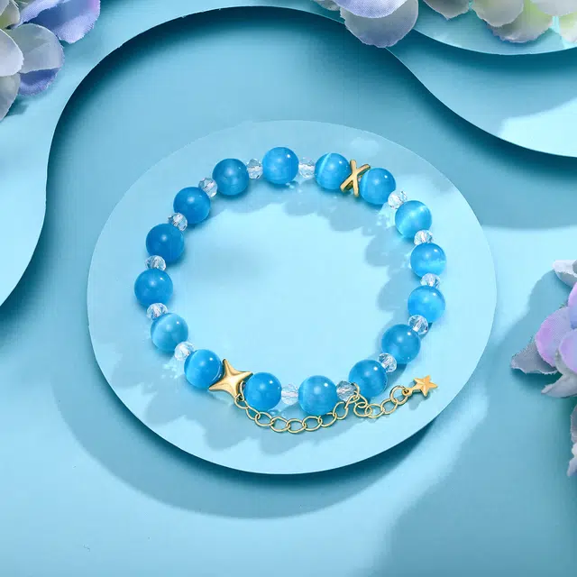 恋朵 时尚 星星 海蓝 仿猫眼石 手串 女款
