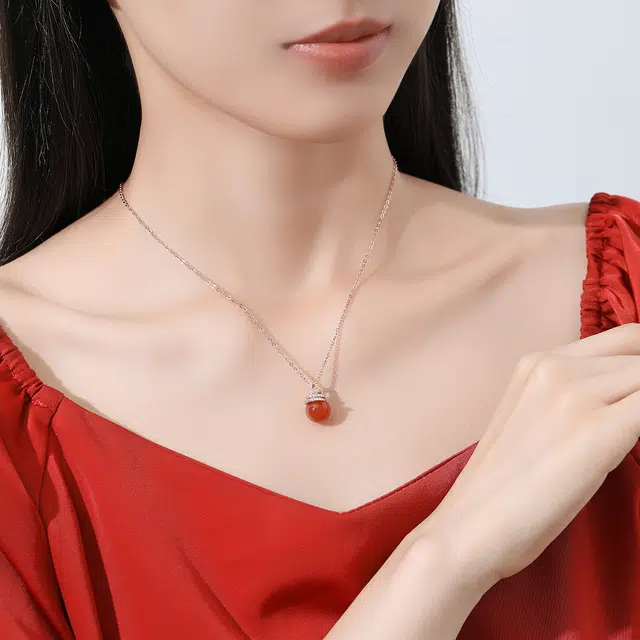 恋朵 原创设计 诸事顺利  中国红 转运 玛瑙 项链 女款