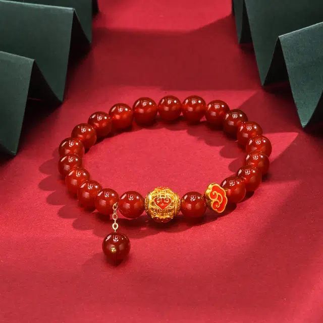 恋朵 新中式国风龙年 祥云转运珠 玛瑙 玉石手串 女款
