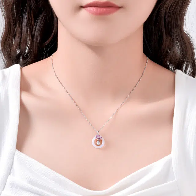 恋朵 好事莲莲 平安喜乐 莲花平安扣 新中式 轻奢高级感天然 玉髓 项链 女款