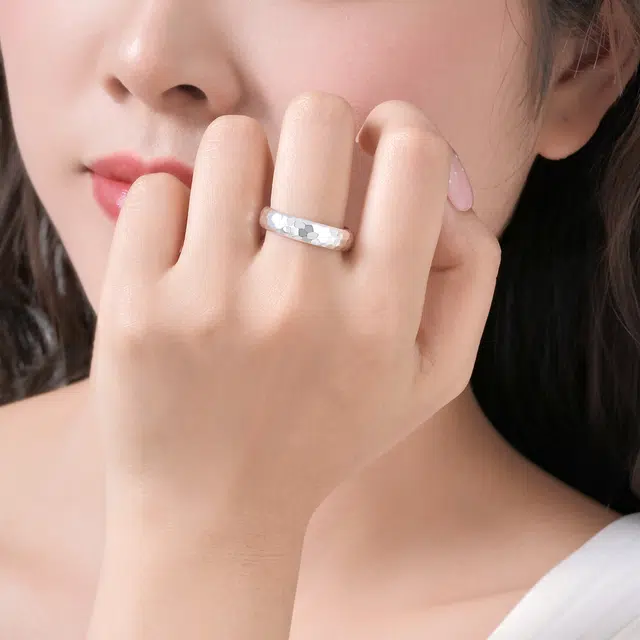【S999银】 恋朵 锤纹开口 小众高级感 足银 戒指 男女同款情侣款