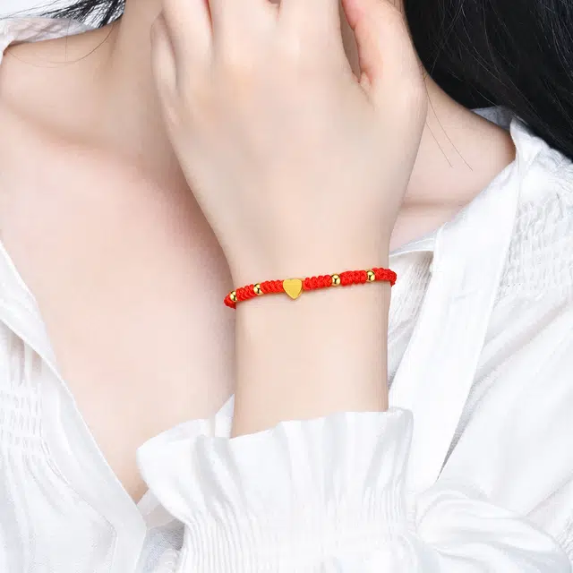 恋朵 爱心 转运珠 纯手工编织 可调节 手链 男女同款情侣款