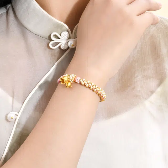恋朵 铃兰花五彩手绳可调节 合金 编织绳 手链 女款