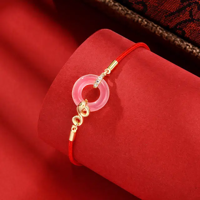 恋朵 国风新中式 生肖本命蛇平安扣 玉髓 手链 女款