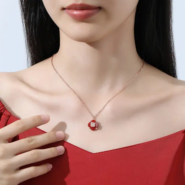 恋朵 原创设计 新中式 好事发生 鸿运 柿子 玛瑙 项链 女款
