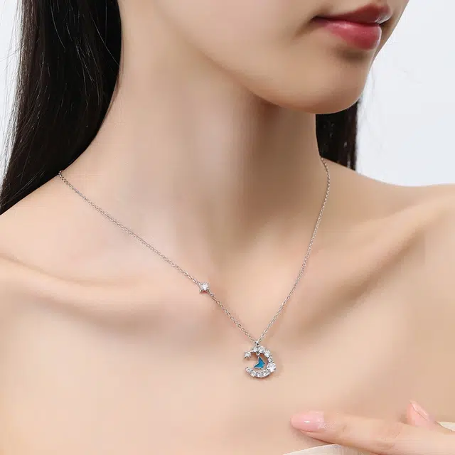 恋朵 星月荧光蝴蝶 小众锁骨链 合金 项链 女款 银色