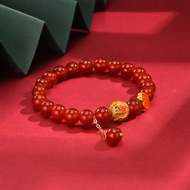 恋朵 新中式国风龙年 祥云转运珠 玛瑙 玉石手串 女款