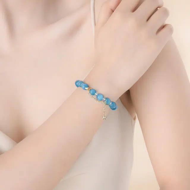恋朵 时尚 星星 海蓝 仿猫眼石 手串 女款