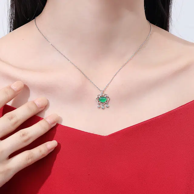 恋朵 国风新中式 平安喜乐 平安锁 纯银锁骨链 #好运 玉髓 项链 女款