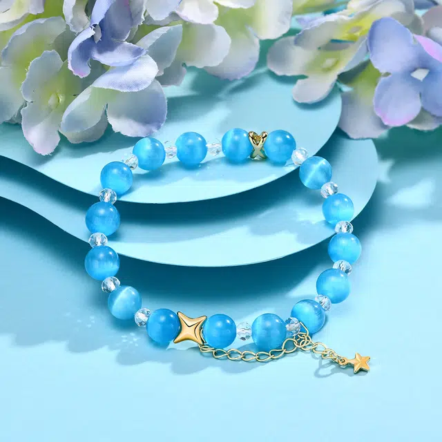 恋朵 时尚 星星 海蓝 仿猫眼石 手串 女款
