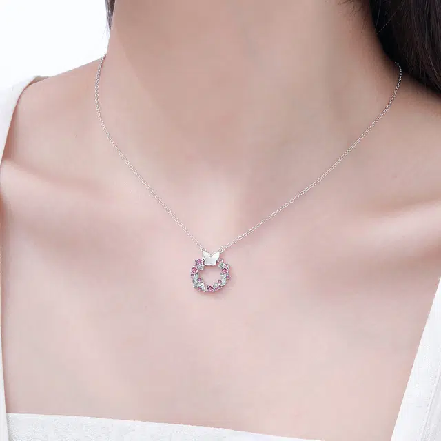 恋朵 爆闪 小众高级感 满天星 蝴蝶花环 合金 项链 女款