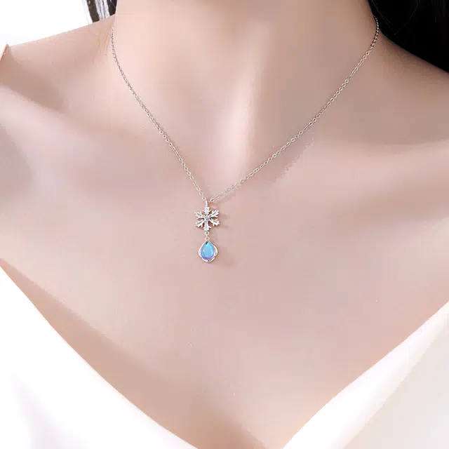 恋朵 时尚设计 雪花水滴 锁骨链 合金 项链 女款