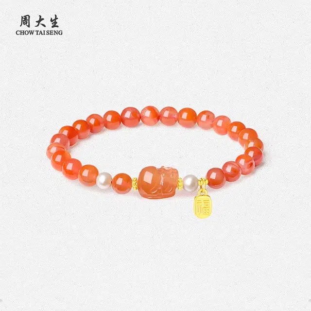 周大生 福运貔貅 招财吞金兽  精致小众轻奢设计#好运#好运 玛瑙 手串 女款