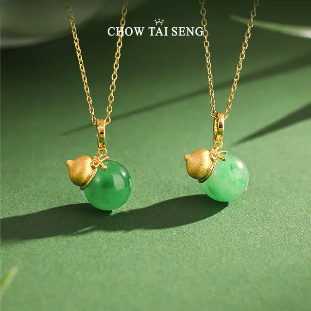 周大生 福禄绵绵轻奢古典质感锁骨链可调节 旗袍汉服配饰新中式国风质感显白 #好运 福气满满招财进宝 非洲翠 项链 女款