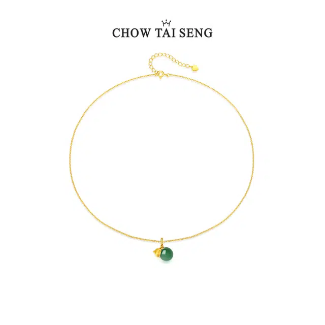 周大生 福禄绵绵轻奢古典质感锁骨链可调节 旗袍汉服配饰新中式国风质感显白 #好运 福气满满招财进宝 非洲翠 项链 女款