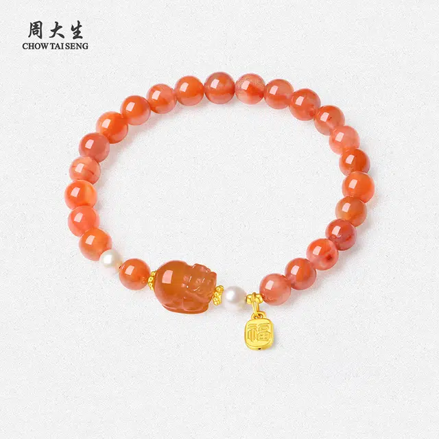 周大生 福运貔貅 招财吞金兽  精致小众轻奢设计#好运#好运 玛瑙 手串 女款