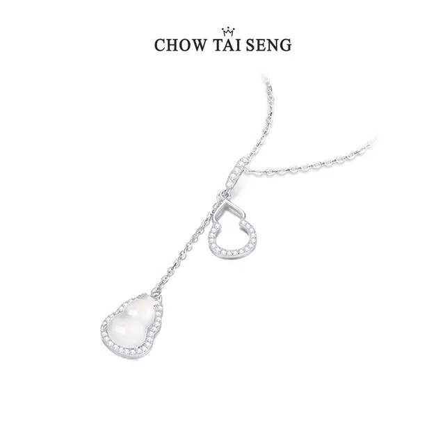 周大生 福禄盈盈轻奢质感新中式设计 国风流苏温婉大气显白氛围感 镂空镶锆葫芦可调节独特百搭贵气感#好运 玉髓 项链 女款