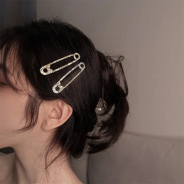 贯古今 一对装 少女边夹韩后脑勺高级感顶夹刘海一字夹 合金 发夹 女款