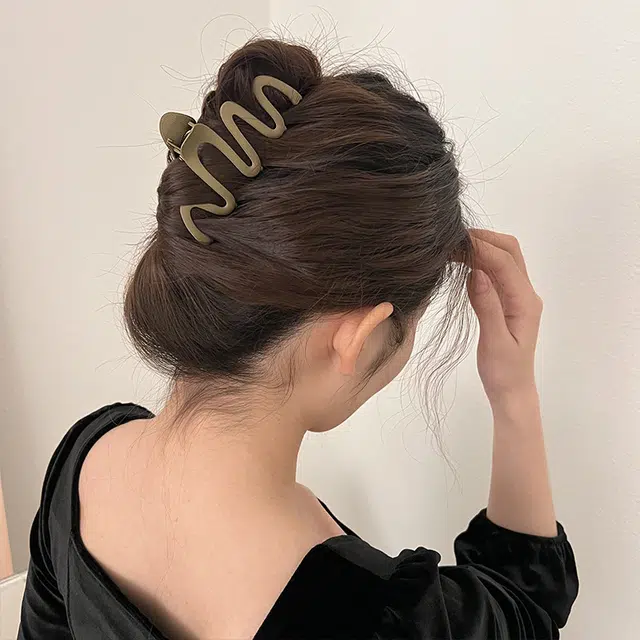 贯古今 高级气质磨砂鲨鱼夹时尚发卡子后脑勺盘发抓夹 合金 发夹 女款