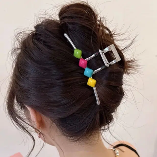 贯古今 多巴胺甜豆~夏季后脑勺高级感盘发大号金属鲨鱼夹发 合金 发夹 女款