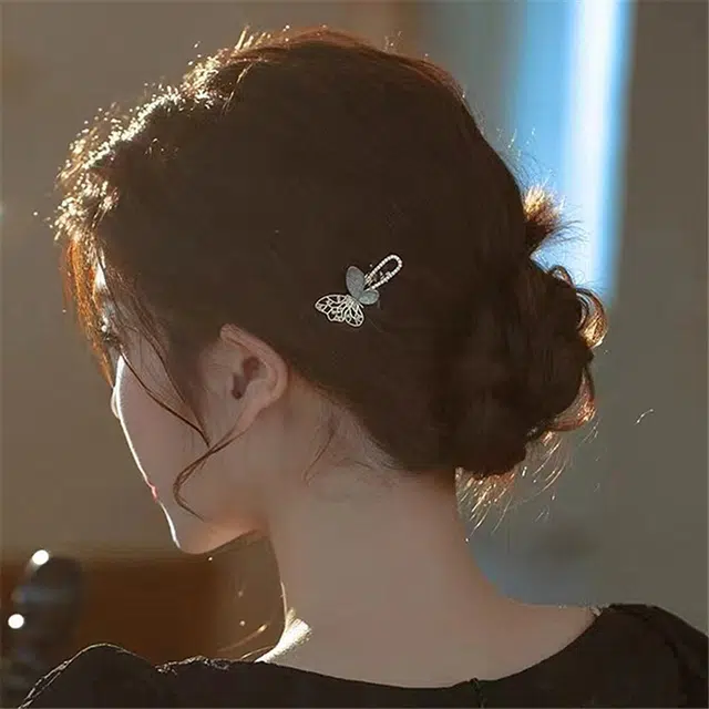贯古今 优雅头饰品仙女侧边刘海夹前额碎发复古发卡甜美蝴蝶 合金 发夹 女款