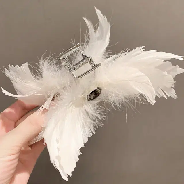 贯古今 钻羽毛大号小众设计感后脑勺盘发 合金 发夹 女款
