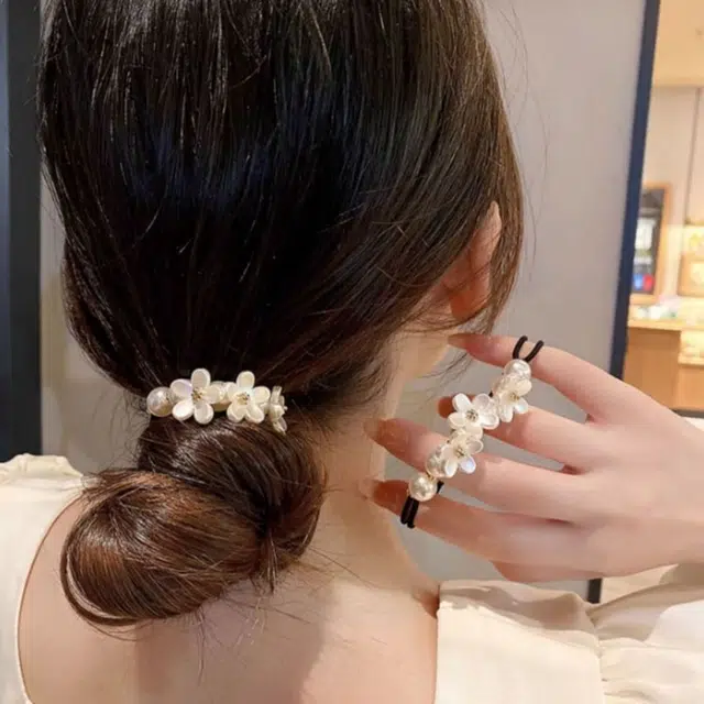 贯古今 花朵发绳小清新气质马尾日常洗脸专用发饰 尼龙 头绳 女款