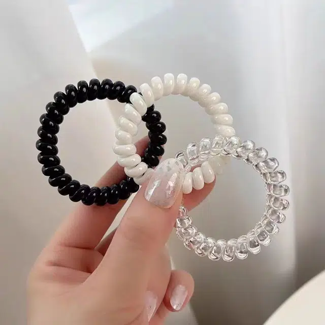 贯古今 六根装透明电话线橡皮筋不伤发扎头发黑色无痕 树脂 发圈 女款