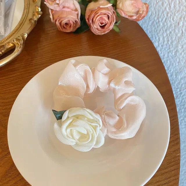 贯古今 高级感大肠玫瑰花气质甜美女个性扎马尾头绳 布艺 发圈 女款