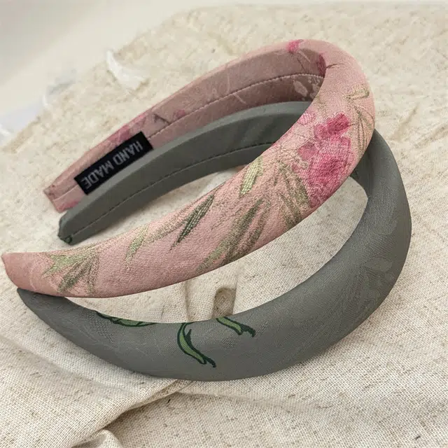 贯古今 原创做旧复古印花海绵布艺中古风头箍显脸小气质压发发卡 发箍 女款