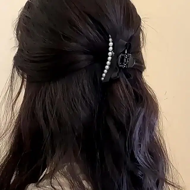 贯古今 公主风黑色蝴蝶结高级感刘海发卡夹子头饰侧边抓夹 发夹 女款