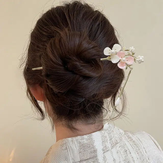 贯古今 新中式古风高级感钗子夏季恬静木簪发饰古典气质发钗簪子头饰 合金 发簪 女款