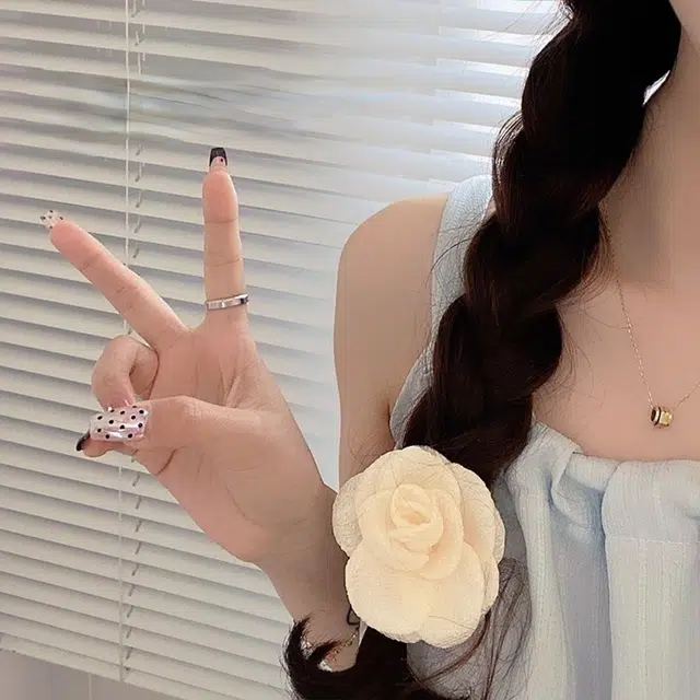 贯古今 玫瑰新中式皮筋高弹力头圈丸子头后脑勺日常洗脸 布艺 发圈 女款