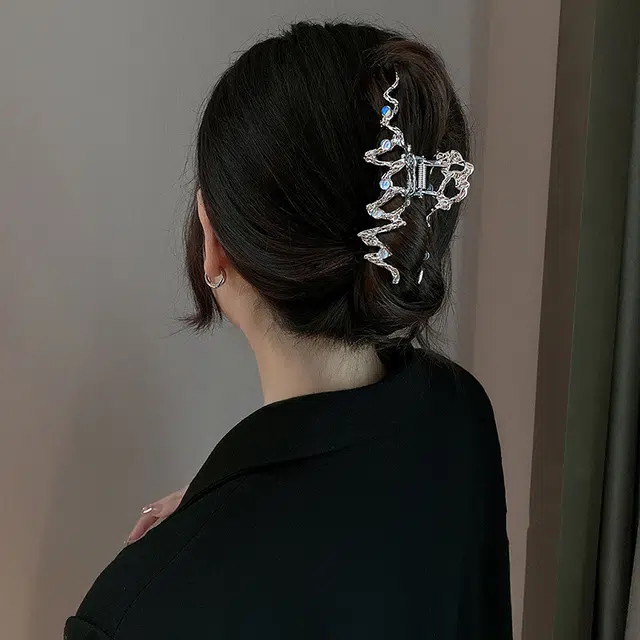 贯古今 液态金属月光石抓夹小众独特盘发头饰高级感 合金 发夹 女款