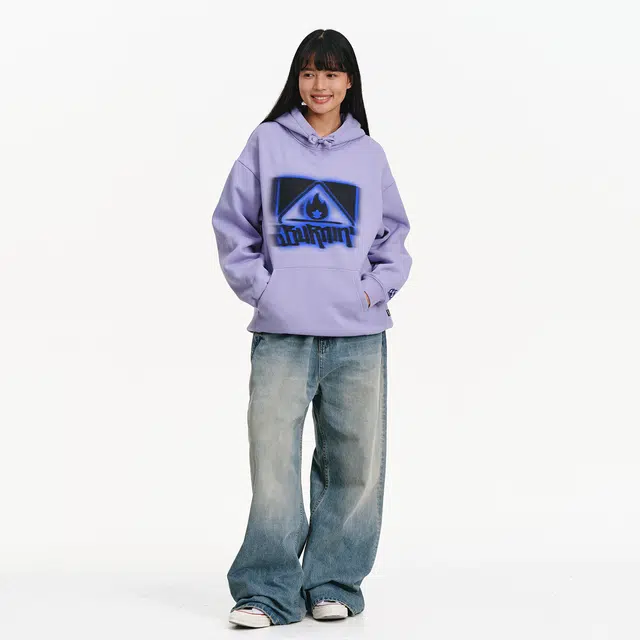 BURNIN Hoodie Square Logo Print