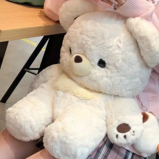 抱竹 古力古力小熊古力可爱卡通百搭玩偶 聚酯纤维 双肩包 大号 女款 白色
