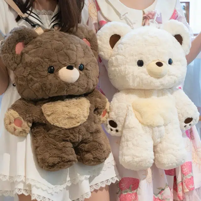 抱竹 古力古力小熊古力可爱卡通百搭玩偶 聚酯纤维 双肩包 大号 女款 白色