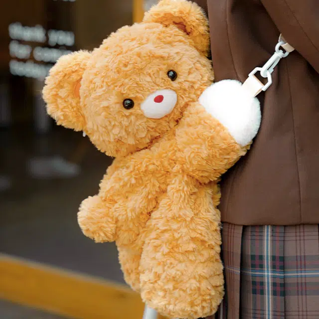 抱竹 古力古力 小熊古力趴趴包 可爱百搭日常 聚酯纤维 双肩包 大号 女款 黄色
